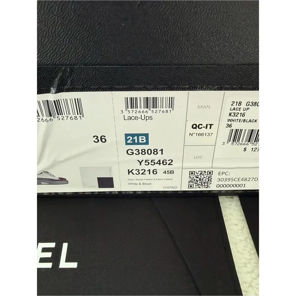 CHANEL women black/white women laces up platform shoes size 36 EU Retail 1275$